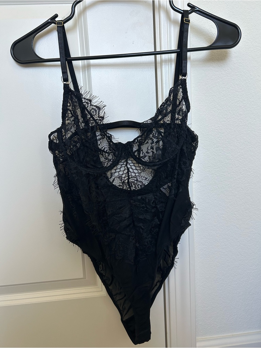 OOTDFash Black Lace Sheer Bodysuit